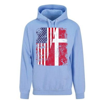 Half Danish American Flags Denmark Usa Distressed Vintage Gift Unisex Surf Hoodie