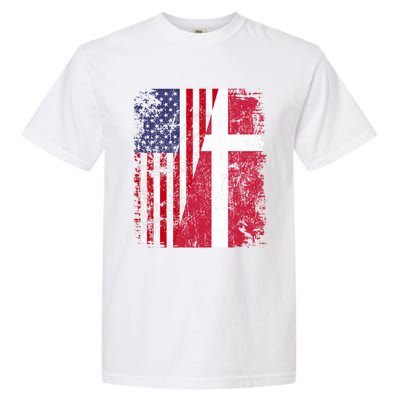 Half Danish American Flags Denmark Usa Distressed Vintage Gift Garment-Dyed Heavyweight T-Shirt