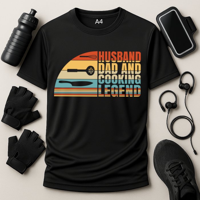 Husband Dad And Cooking Legend Cook Cooking And Chef Meaningful Gift Cooling Performance Crew T-Shirt