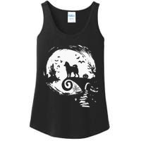 Husky Dog And Moon Halloween Costume Dog Lover Funny Ladies Essential Tank