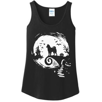 Husky Dog And Moon Halloween Costume Dog Lover Funny Ladies Essential Tank