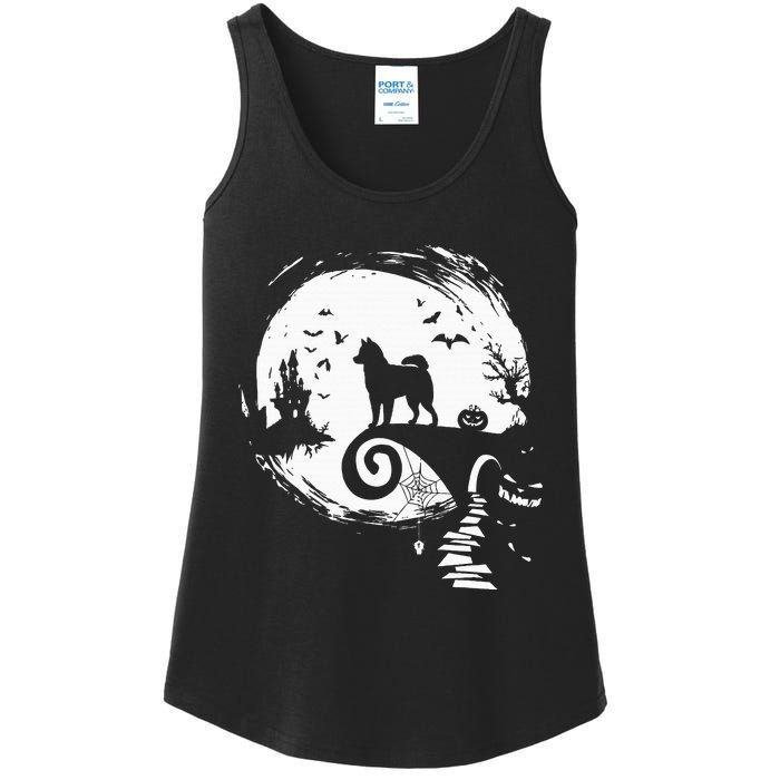 Husky Dog And Moon Halloween Costume Dog Lover Funny Ladies Essential Tank