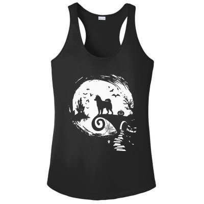 Husky Dog And Moon Halloween Costume Dog Lover Funny Ladies PosiCharge Competitor Racerback Tank