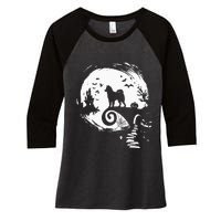 Husky Dog And Moon Halloween Costume Dog Lover Funny Women's Tri-Blend 3/4-Sleeve Raglan Shirt