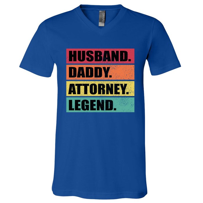 Husband Daddy Attorney Legend Retro Fathers Day Meaningful Gift V-Neck T-Shirt