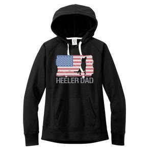 Heeler Dad American Usa Flag Funny Cattle Dog Owner Women's Fleece Hoodie