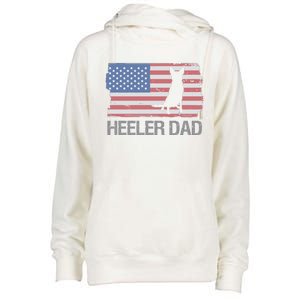 Heeler Dad American Usa Flag Funny Cattle Dog Owner Womens Funnel Neck Pullover Hood