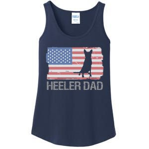 Heeler Dad American Usa Flag Funny Cattle Dog Owner Ladies Essential Tank