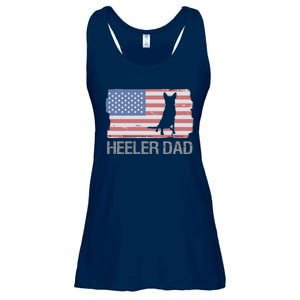 Heeler Dad American Usa Flag Funny Cattle Dog Owner Ladies Essential Flowy Tank