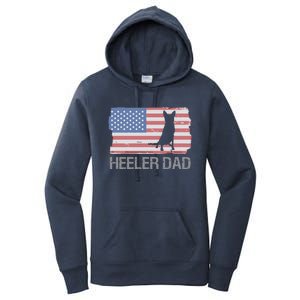 Heeler Dad American Usa Flag Funny Cattle Dog Owner Women's Pullover Hoodie