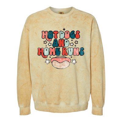 Hot Dogs And Home Runs Retro Game Day Funny Baseball Lover Colorblast Crewneck Sweatshirt