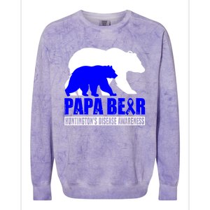 HuntingtonS Disease Awareness Papa Bear Blue Support Father Gift Colorblast Crewneck Sweatshirt