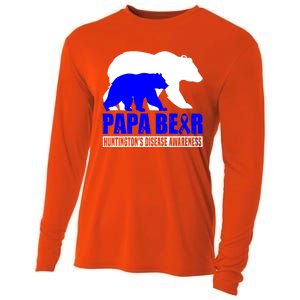 HuntingtonS Disease Awareness Papa Bear Blue Support Father Gift Cooling Performance Long Sleeve Crew