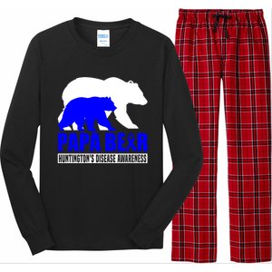 HuntingtonS Disease Awareness Papa Bear Blue Support Father Gift Long Sleeve Pajama Set