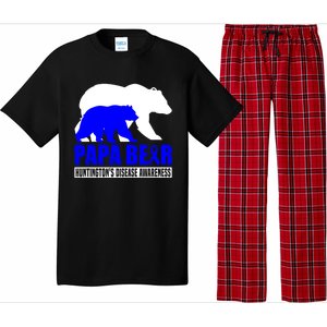 HuntingtonS Disease Awareness Papa Bear Blue Support Father Gift Pajama Set