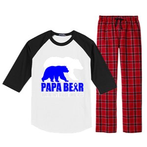 HuntingtonS Disease Awareness Papa Bear Blue Support Father Gift Raglan Sleeve Pajama Set