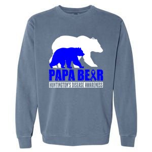 HuntingtonS Disease Awareness Papa Bear Blue Support Father Gift Garment-Dyed Sweatshirt