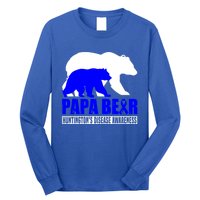 HuntingtonS Disease Awareness Papa Bear Blue Support Father Gift Long Sleeve Shirt