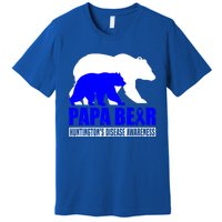 HuntingtonS Disease Awareness Papa Bear Blue Support Father Gift Premium T-Shirt