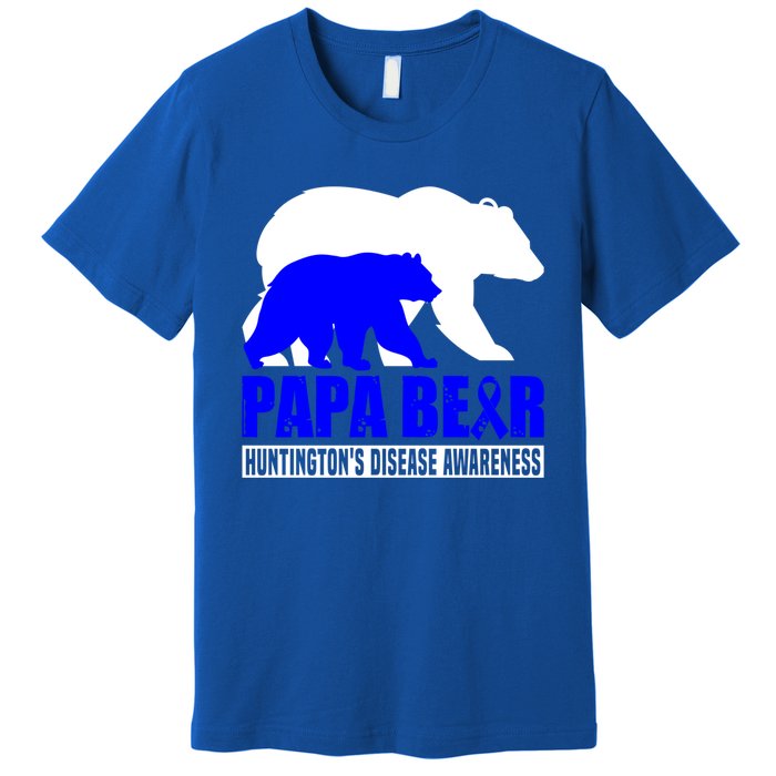 HuntingtonS Disease Awareness Papa Bear Blue Support Father Gift Premium T-Shirt