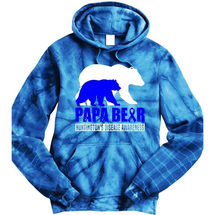 HuntingtonS Disease Awareness Papa Bear Blue Support Father Gift Tie Dye Hoodie