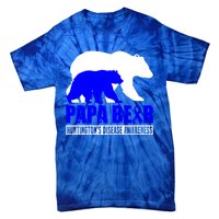 HuntingtonS Disease Awareness Papa Bear Blue Support Father Gift Tie-Dye T-Shirt