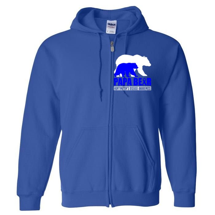 HuntingtonS Disease Awareness Papa Bear Blue Support Father Gift Full Zip Hoodie