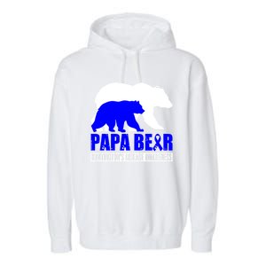 HuntingtonS Disease Awareness Papa Bear Blue Support Father Gift Garment-Dyed Fleece Hoodie