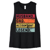 Husband Dad Accountant Legend Funny Accounting CPA Father Women's Racerback Cropped Tank