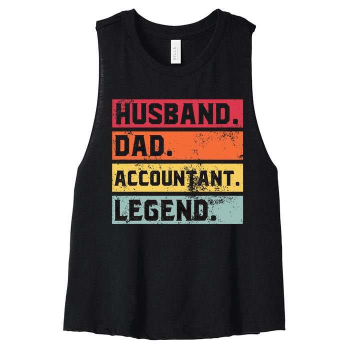 Husband Dad Accountant Legend Funny Accounting CPA Father Women's Racerback Cropped Tank