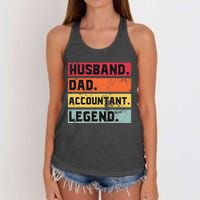 Husband Dad Accountant Legend Funny Accounting CPA Father Women's Knotted Racerback Tank