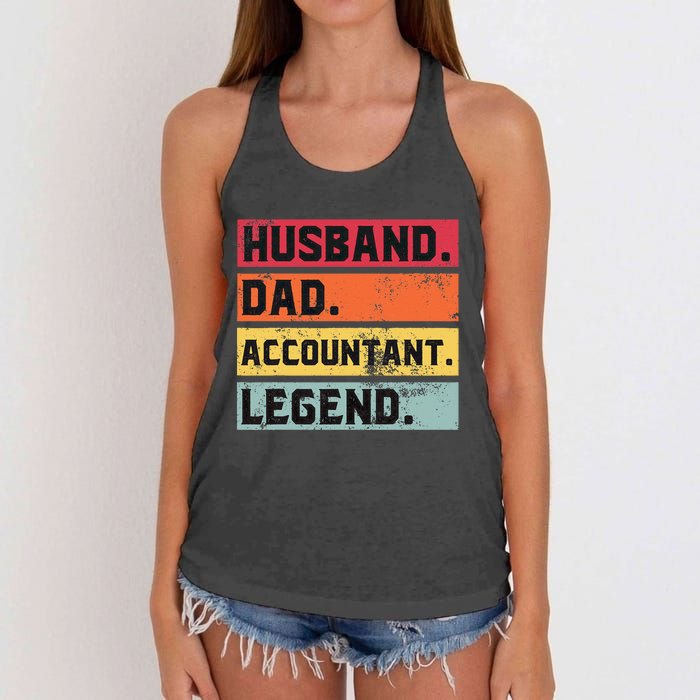 Husband Dad Accountant Legend Funny Accounting CPA Father Women's Knotted Racerback Tank