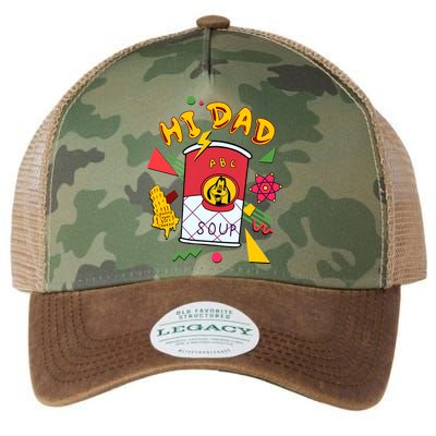 Hi Dad Abc Soup Funny Retro 80s Cute Dog Gift For Dad Legacy Tie Dye Trucker Hat