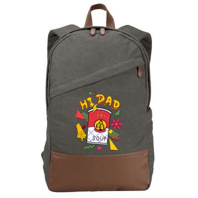 Hi Dad Abc Soup Funny Retro 80s Cute Dog Gift For Dad Cotton Canvas Backpack