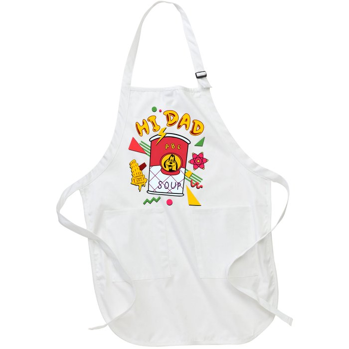 Hi Dad Abc Soup Funny Retro 80s Cute Dog Gift For Dad Full-Length Apron With Pockets