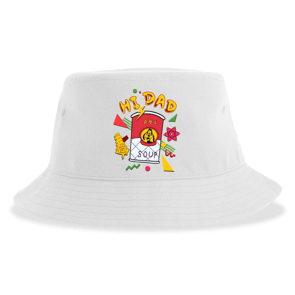 Hi Dad Abc Soup Funny Retro 80s Cute Dog Gift For Dad Sustainable Bucket Hat