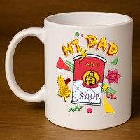 Hi Dad Abc Soup Funny Retro 80s Cute Dog Gift For Dad 11oz C Handle Ceramic Mug