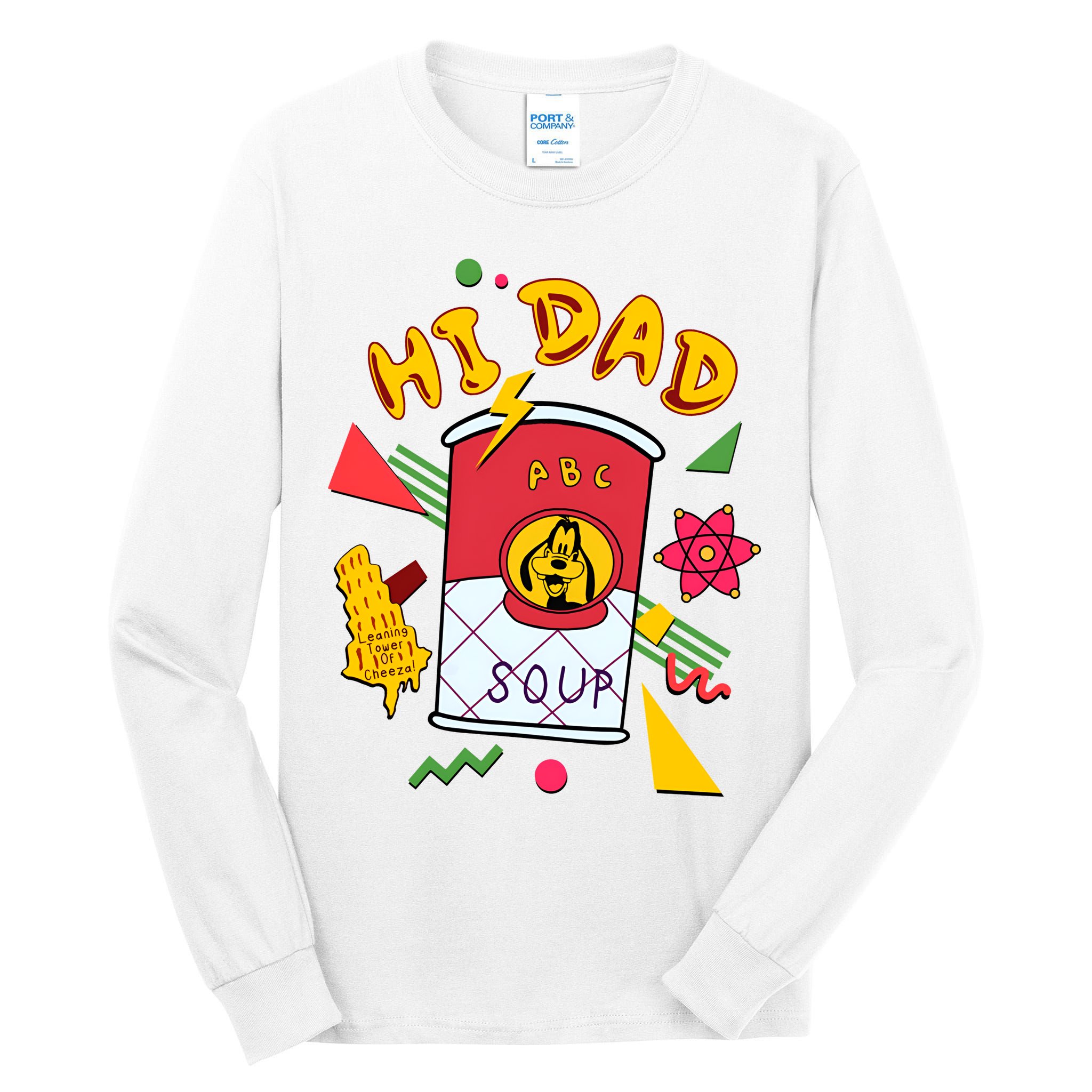 Hi Dad Abc Soup Funny Retro 80s Cute Dog Gift For Dad Tall Long Sleeve T-Shirt