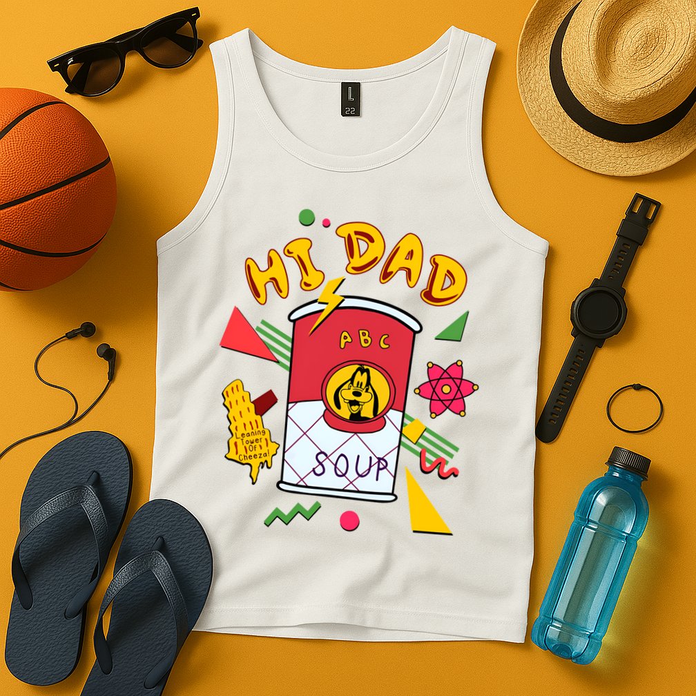 Hi Dad Abc Soup Funny Retro 80s Cute Dog Gift For Dad Tank Top