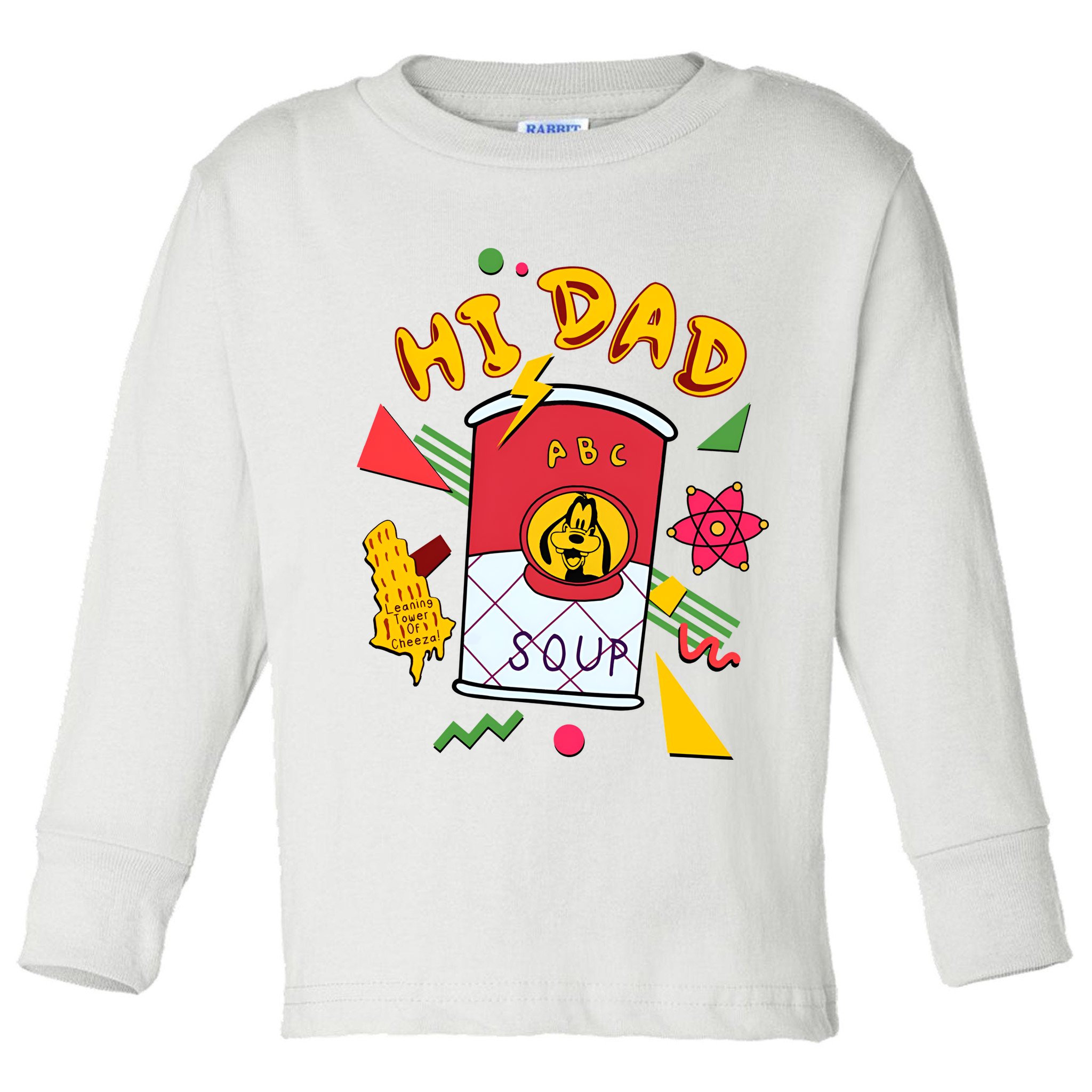 Hi Dad Abc Soup Funny Retro 80s Cute Dog Gift For Dad Toddler Long Sleeve Shirt