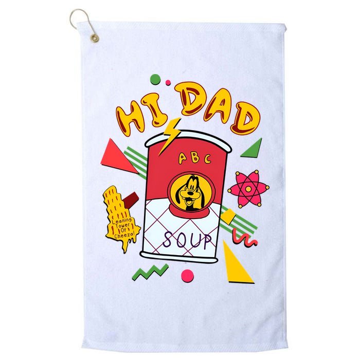 Hi Dad Abc Soup Funny Retro 80s Cute Dog Gift For Dad Golf Towel