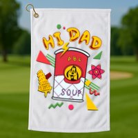 Hi Dad Abc Soup Funny Retro 80s Cute Dog Gift For Dad Golf Towel