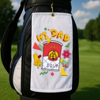 Hi Dad Abc Soup Funny Retro 80s Cute Dog Gift For Dad Golf Towel