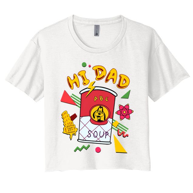 Hi Dad Abc Soup Funny Retro 80s Cute Dog Gift For Dad Crop Top