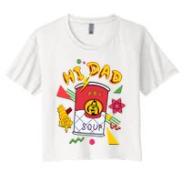 Hi Dad Abc Soup Funny Retro 80s Cute Dog Gift For Dad Women's Crop Top Tee