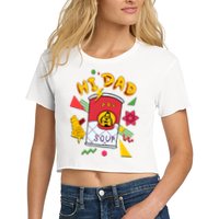 Hi Dad Abc Soup Funny Retro 80s Cute Dog Gift For Dad Women's Crop Top Tee