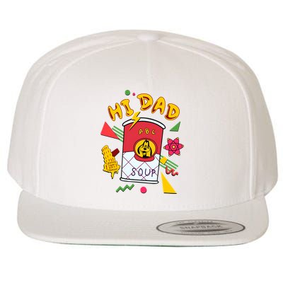 Hi Dad Abc Soup Funny Retro 80s Cute Dog Gift For Dad Wool Snapback Cap