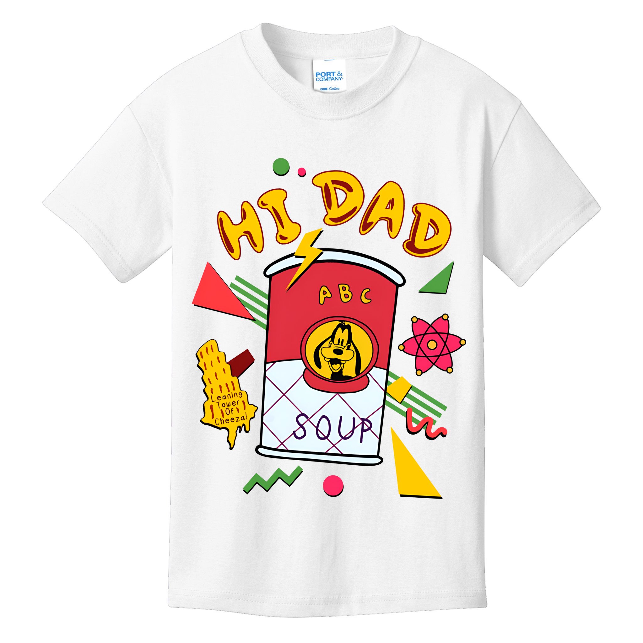 Hi Dad Abc Soup Funny Retro 80s Cute Dog Gift For Dad Kids T-Shirt