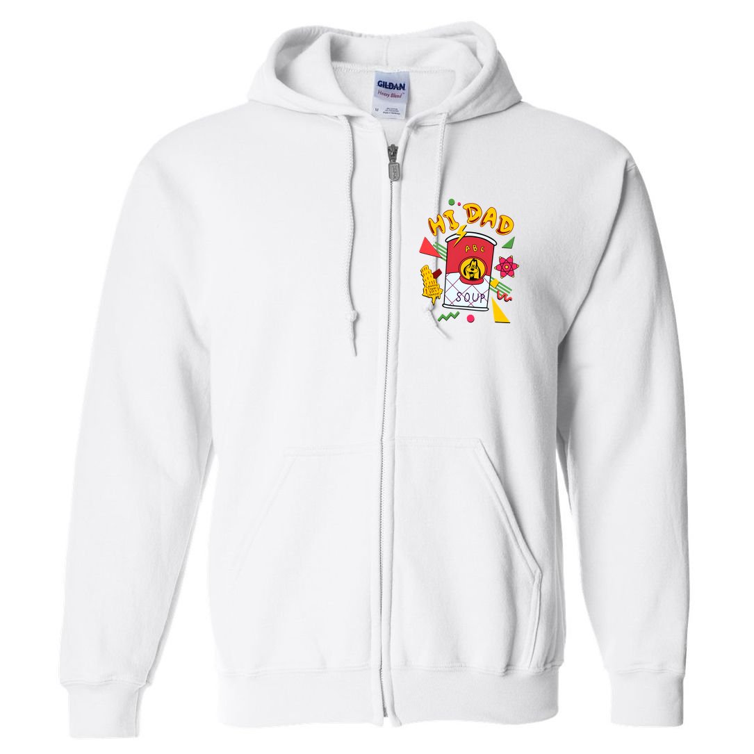 Hi Dad Abc Soup Funny Retro 80s Cute Dog Gift For Dad Full Zip Hoodie