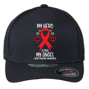 Heart Disease Awareness Remembrance Hero Is Now My Angel Gift Flexfit Unipanel Trucker Cap